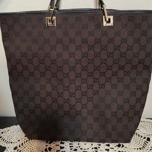 90s Gucci Gg canvas tote in chocolate